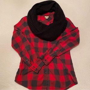 J. Crew | red and black plaid button down